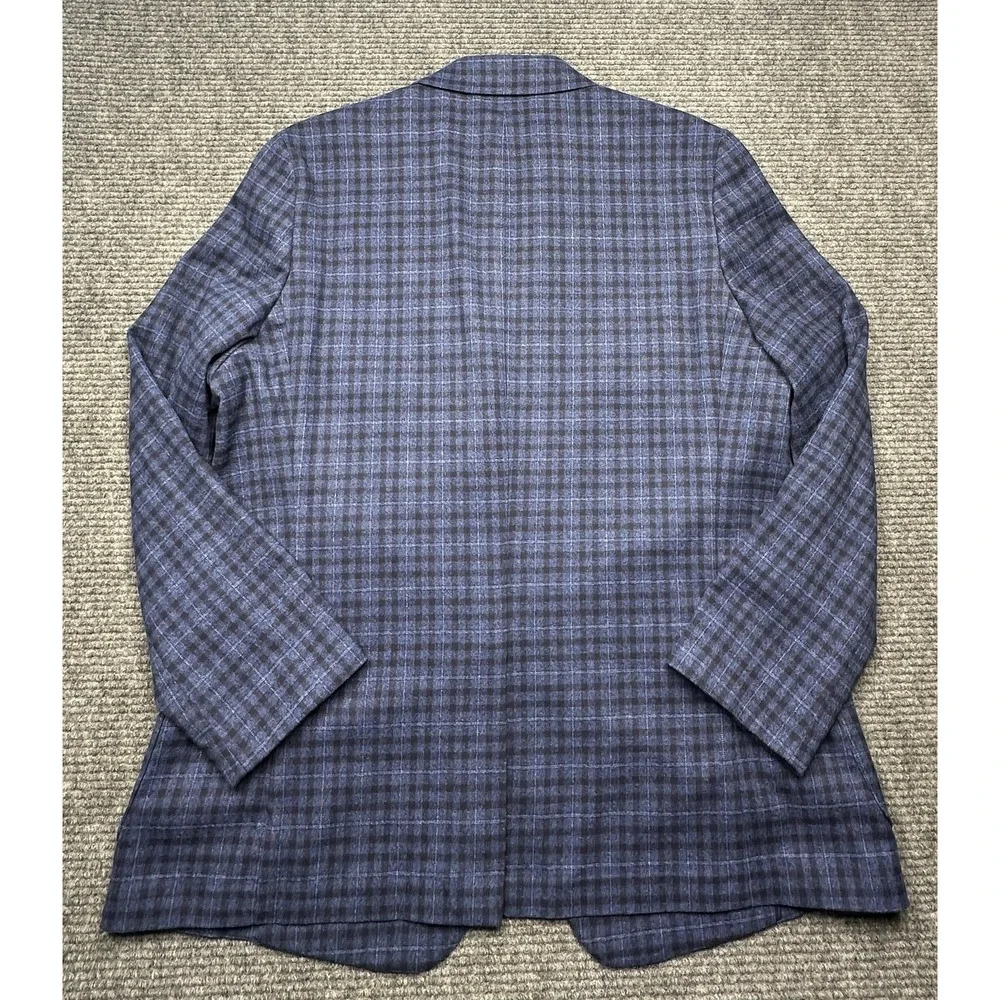Banana Republic Blazer Mens 46R Blue Check Slim Fit Stretch Sport‎ Coat Jacket